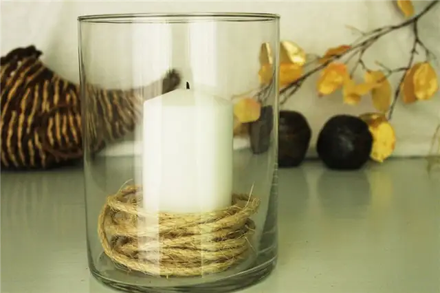 DIY (своими руками) Осенняя свеча - джутовый стиль