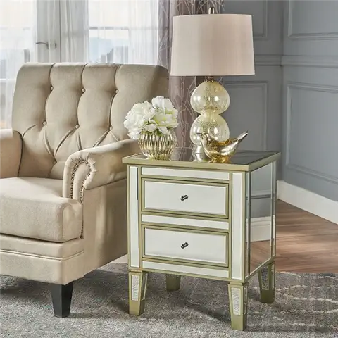 Graham Mirror Two-Drawer End Table Nightstand