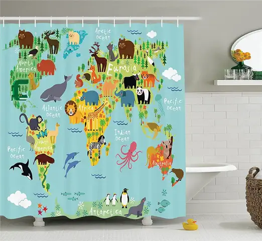 Тихоокеанский океан дети занавес для душа Ambesonne Decor Collection полиэстер ткань ванная комната занавес для душа