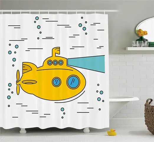 Комплект штор для душа Yellow Submarine от Ambesonne,