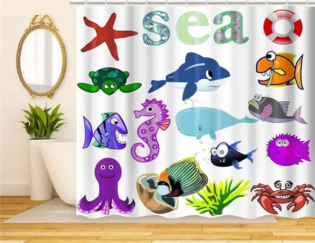 Тихоокеанский океан дети занавес для душа Ambesonne Decor Collection полиэстер ткань ванная комната занавес для душа