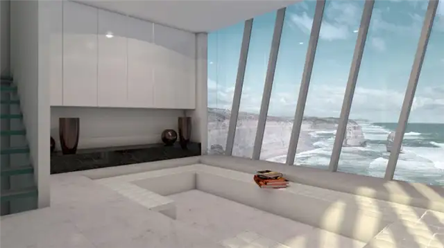 Модульный дом Cliff House Утопленная гостиная