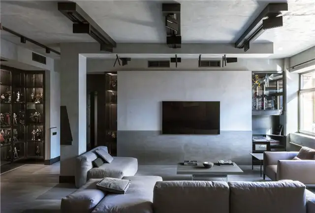 The Grey Interiors Loft интерьер Алексея Розенберга - настенный телевизор