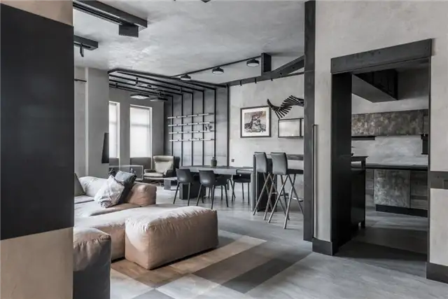 Интерьер лофта Grey Interiors от Алексея Розенберга - монохроматическая цветовая палитра