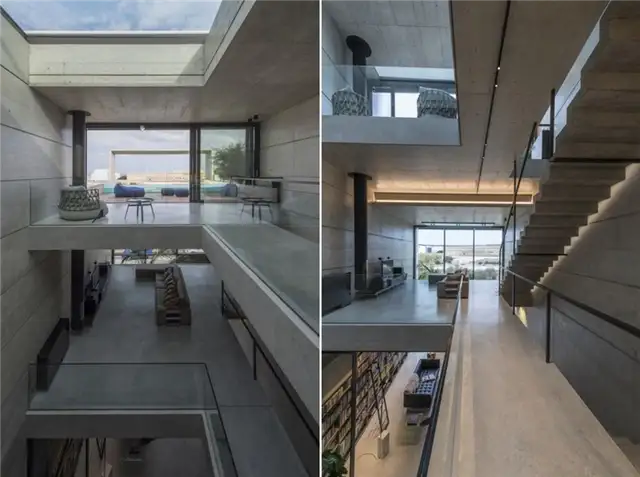 Бетонный дом с бассейном на крыше от Architrend Architecture - интерьер