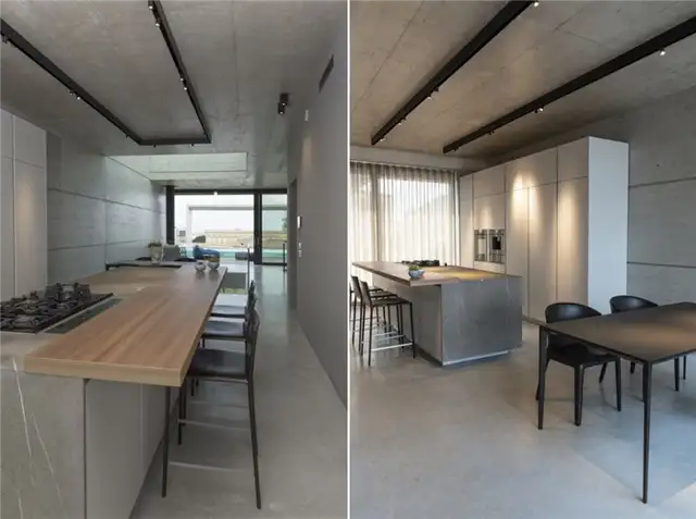Бетонный дом с бассейном на крыше от Architrend Architecture - кухонный остров