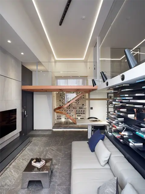 Современный дизайн интерьера от PENY HSIEH INTERIORS - узкая гостиная