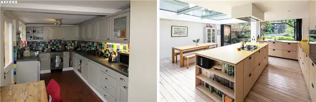 London House Extension - The Coach House by Studio 30 Architects - кухня до и после