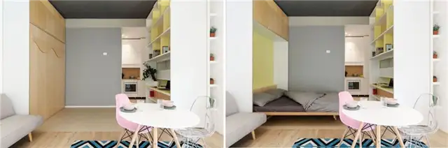 Экономия места в квартире с настенной кроватью Мерфи