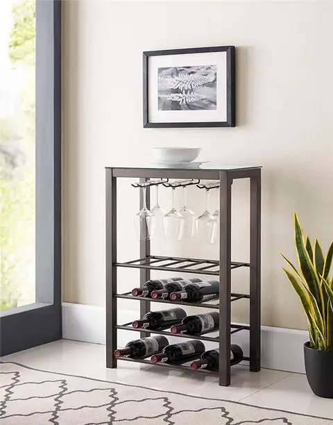 Стол для хранения вина Calhan Free Standing Wine Rack с держателем для бокалов