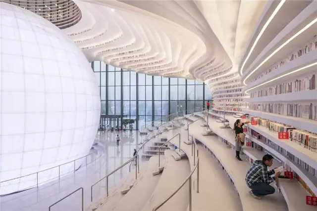 Дизайн библиотеки Тяньцзинь Биньхай от MVRDV - ступени
