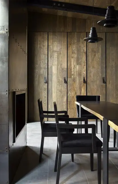 Летняя кухня в индустриальном дизайне от Atamanenko, Architecture & Interiors - кожаный выдвижной ящик
