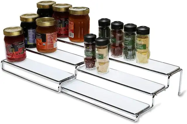 Expandable Cabinet Spice Rack Step Shelf Organizer