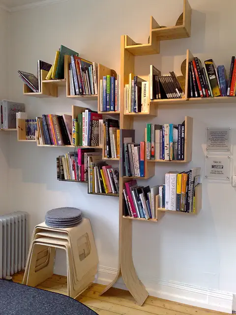 большая книжная коллекция-дерево-дизайн