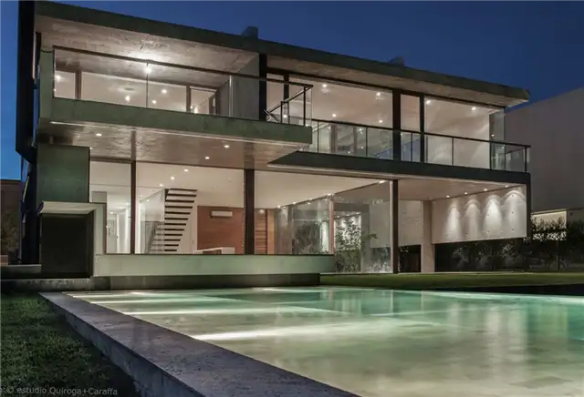 CL-76 Дом Concrete Agentina - El Aleph Arquitectura + Fritz + Fritz Arquitectos - ночью