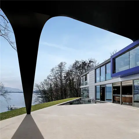 Современная резиденция Lake Geneva от архитектурного бюро SAOTA и ARRCC - бетонное патио
