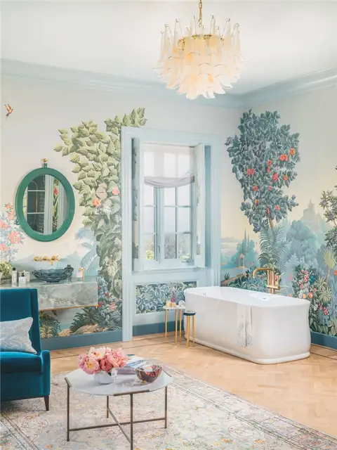 Фантастический декор ванной комнаты в Сан-Франциско от ANH Interiors - люстра