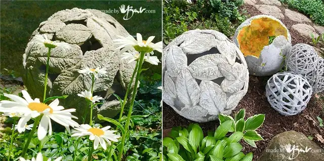 DIY (своими руками) Гигантский бетонный шар из листьев