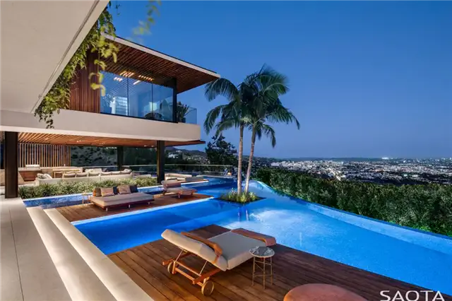 Hill Side Ave Saota Los Angeles Residence - swimminh pool led lights