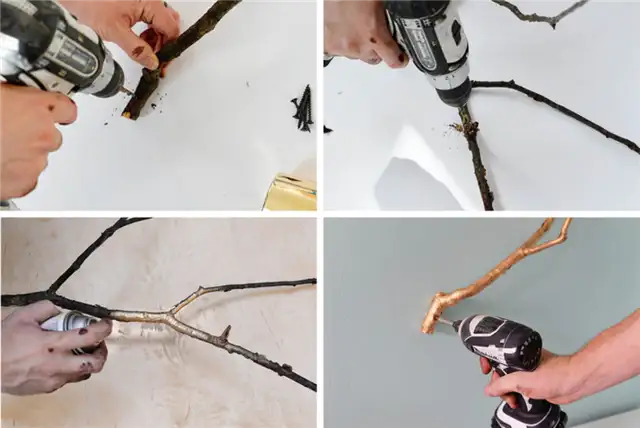 позолоченная ветка ювелирных изделий DIY (своими руками)