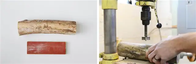 Начните с подготовки ветки или бревна для проекта