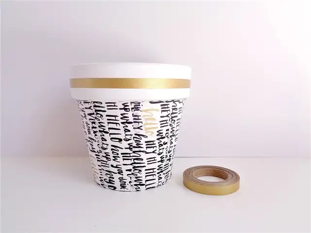 Терракотовый горшок для ленты Washi Tape Pot Gold Trim Washi Tape