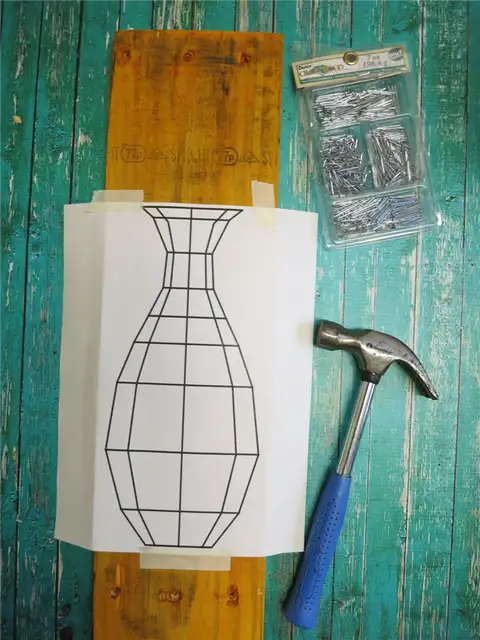 Поддон String Art Welcome Sign DIY (своими руками) - Шаг 3