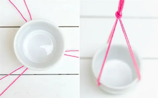 DIY (своими руками)-Подвесной-плантер-Цветные-струны