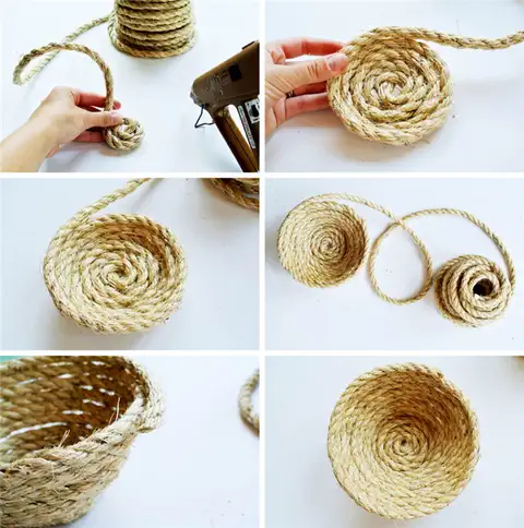 DIY (своими руками) веревочная корзина