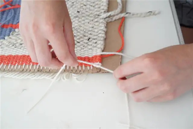 DIY (своими руками) Loom and Woven Wall Hanging - сверху вниз