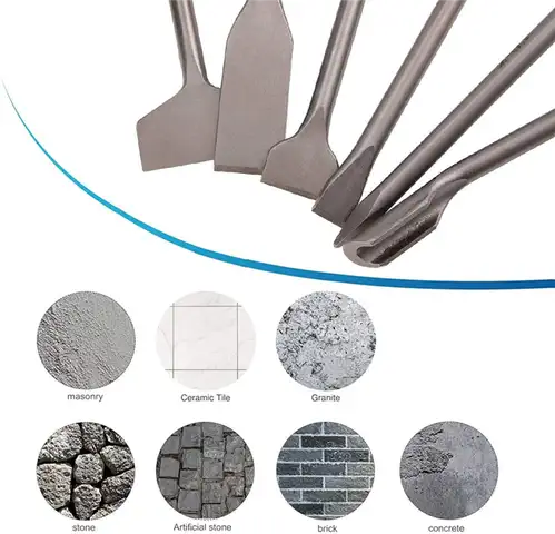 CO-Z 6-Piece Chisel Set for SDS Plus Bits Tile Grooving Scraping Flat Point Scaling Chisels Hammer Drill