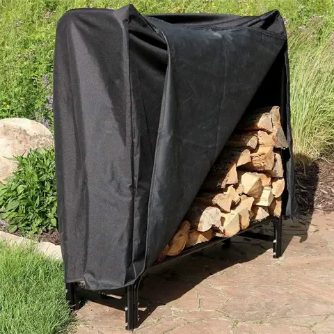 Sunnydaze 4-Foot Firewood Log Rack with Cover Combo