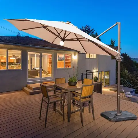 Abba Patio 11 Feet Offset Cantilever Umbrella with Solar Lights