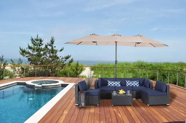 15ft Patio Umbrella Double-Sided Outdoor
