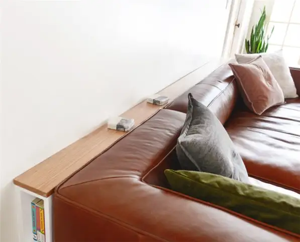 тонкая консоль diy за диваном