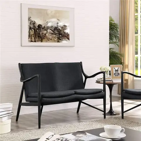 Черный Modway Makeshift Upholstered Loveseat в черно-сером цвете