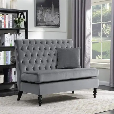 Grey Belleze Modern Button Tufted Settee