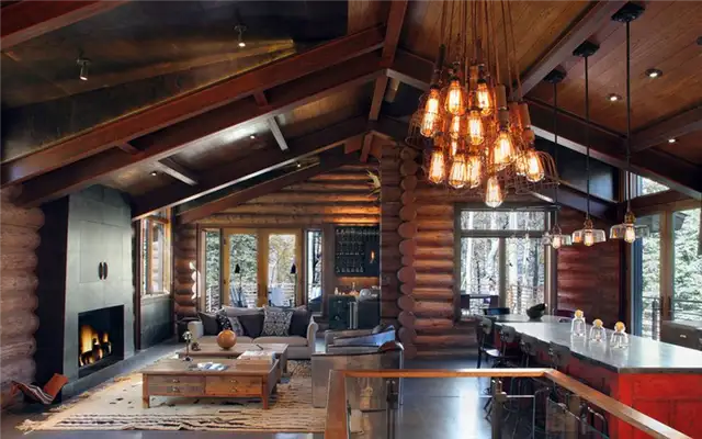 mountai-cabin-design-edison-light-bulbs-chandelier