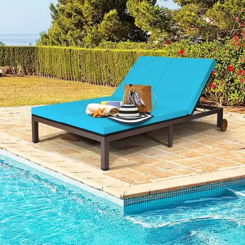 Регулируемый шезлонг Patio Rattan 2 Person Recliner Lounge Chair