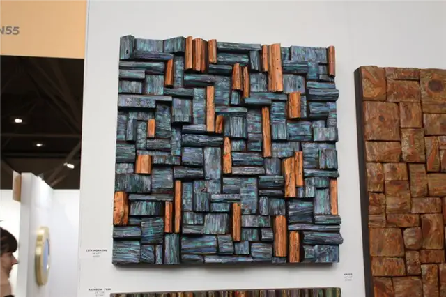 City Morning Wooden Block Panels Wall a rt