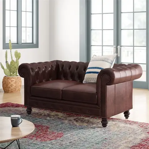 Birch Lane Eufaula Wide Rolled Arm Chesterfield Loveseat