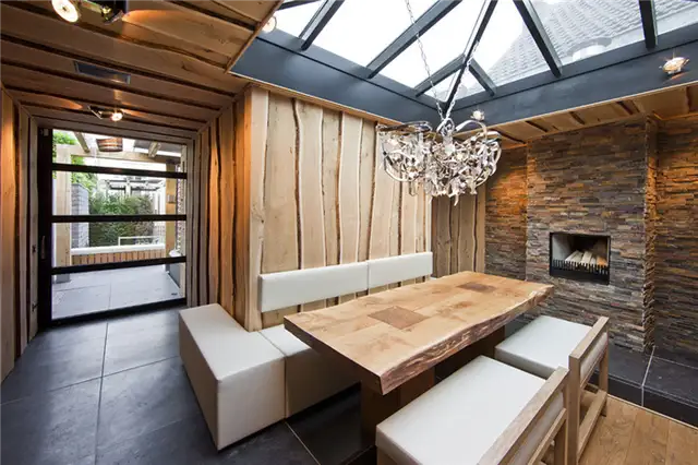 Centric Design Group Массивный обеденный стол с живым краем и скамьей