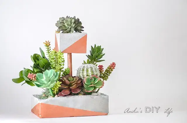DIY (своими руками) Бетонный плантатор с медной трубой