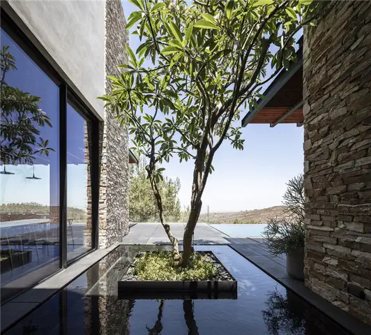 Современная вилла с каменной облицовкой от Dana Oberson Architects - водный объект