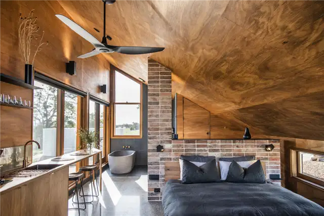 Архитектурный проект хижины Готорна в Австралии от Cameron Anderson Architects - спальное место