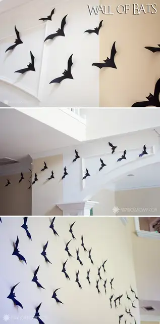 Стена из летучих мышей на Хэллоуин