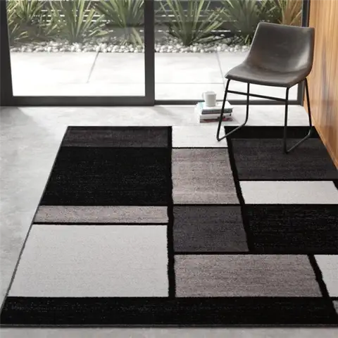 Lorenzo Geometric Gray-Black-White Area Rug