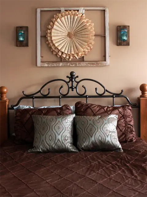 DIY (своими руками) Mason Jar Wall Decor aobve bed