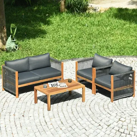 Комплект мебели для патио на открытом воздухе Latitude Run® 4pcs Acacia Wood