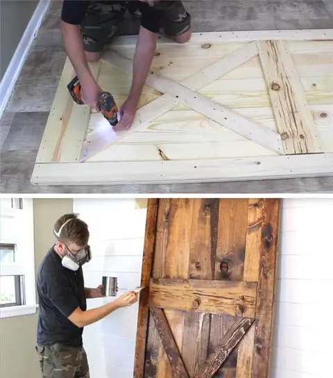 Деревянная дверь амбара DIY (своими руками)